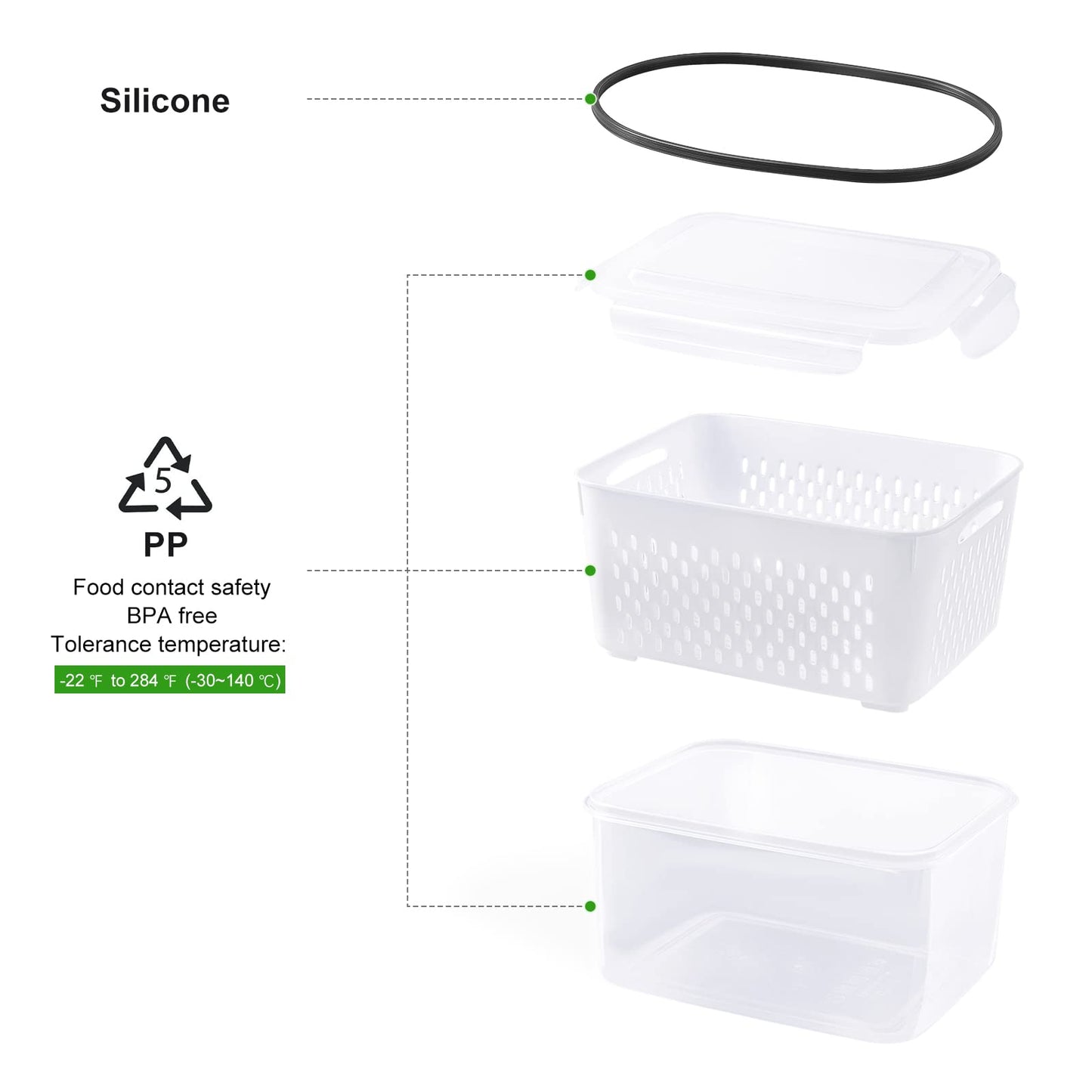 5-Piece Airtight Fruit Storage Container Set for Fridge