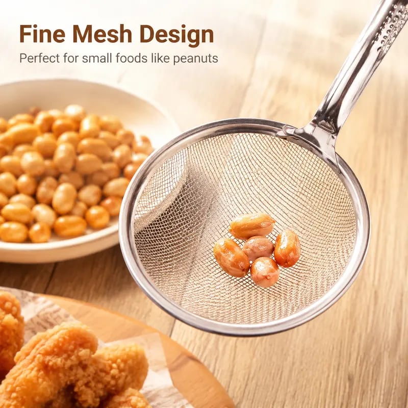 2-in-1 Stainless Steel Frying Filter Tongs – Clip, Drain & Serve Easily