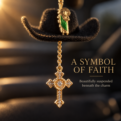 St. Jude Car Blessing Charm – Handmade Protection Ornament with Black Sombrero | Car Trinket & Decoration Gift