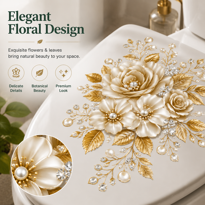 🌿 Botanical Toilet Seat Sticker - Removable Green Leaf Bathroom Decor