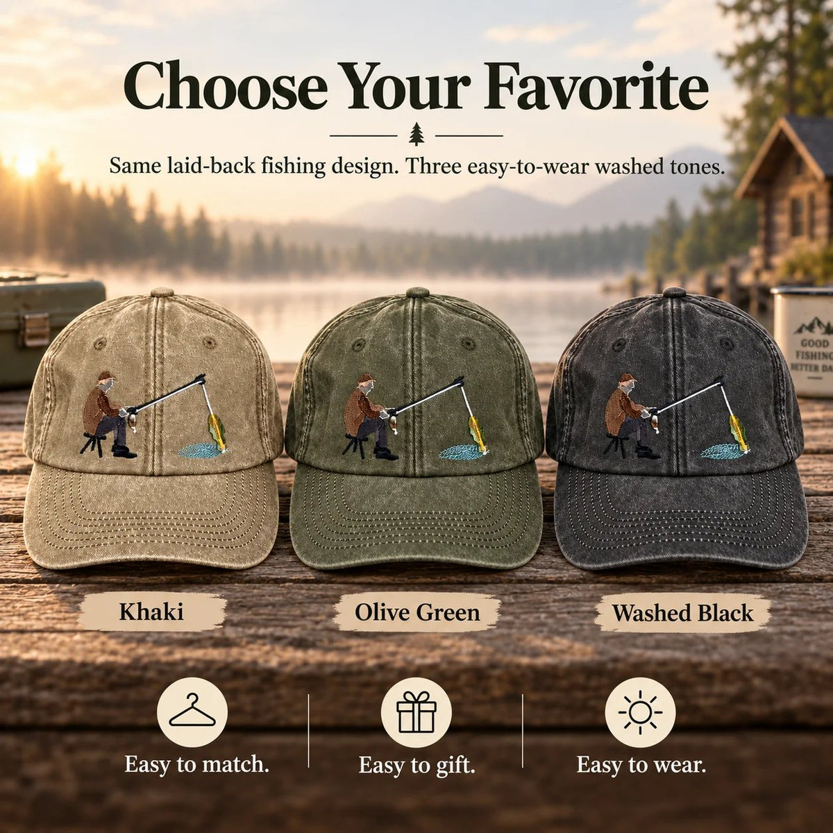 🔥 Last Day 50% OFF-🎣🧢 Catch of the Day Interactive Fishing Cap – Vintage Washed Moving Fish Hat