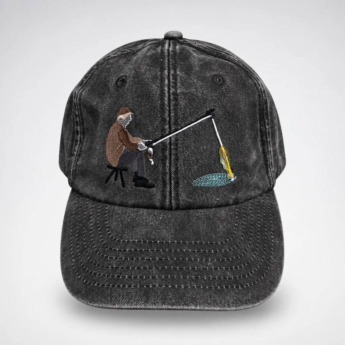 🔥 Last Day 50% OFF-🎣🧢 Catch of the Day Interactive Fishing Cap – Vintage Washed Moving Fish Hat