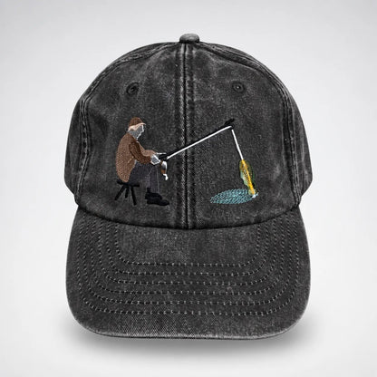 🔥 Last Day 50% OFF-🎣🧢 Catch of the Day Interactive Fishing Cap – Vintage Washed Moving Fish Hat