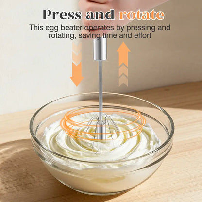 Semi-Automatic Stainless Steel Push Rotary Whisk Set