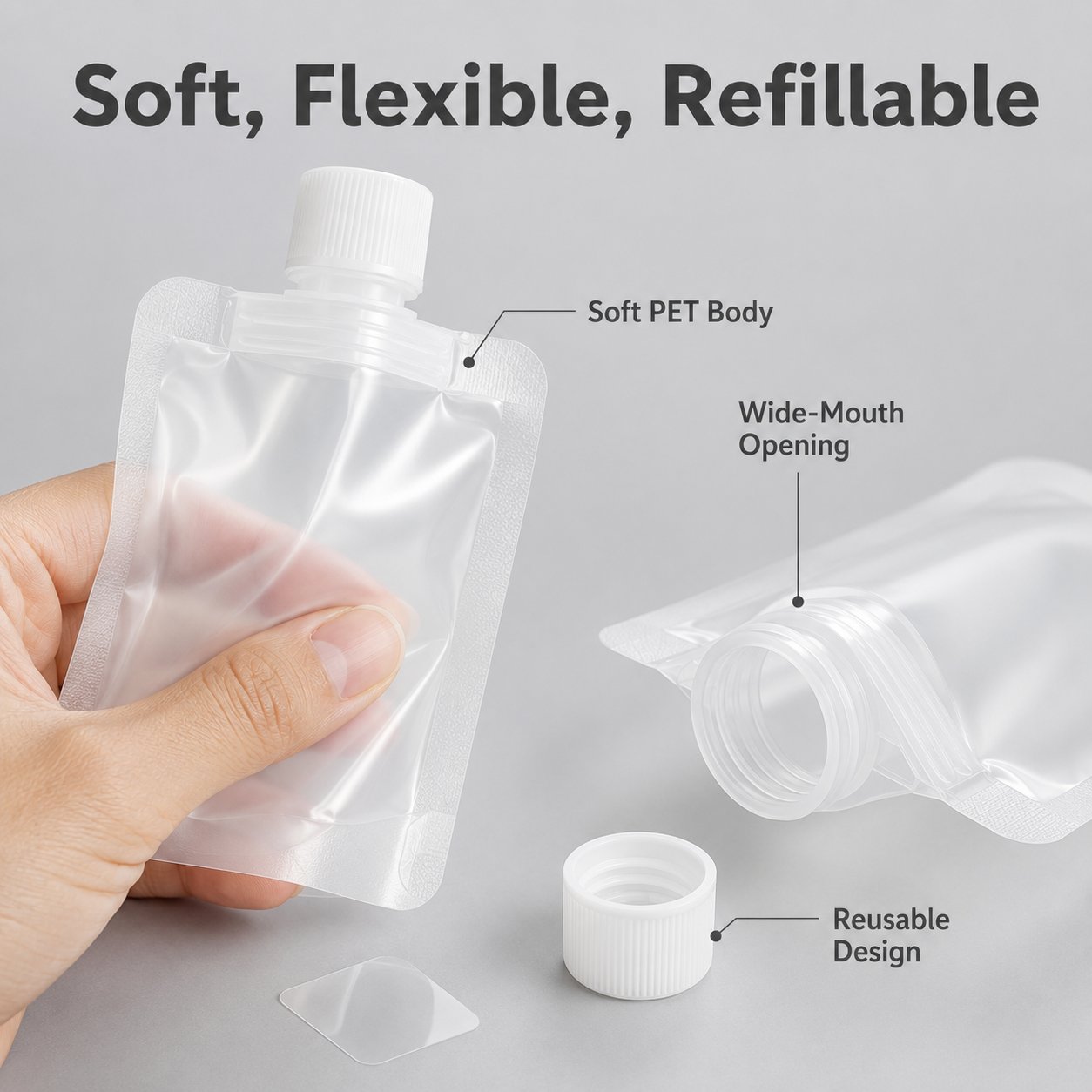 Reusable 50ml Travel Liquid Pouch with Clear Labels