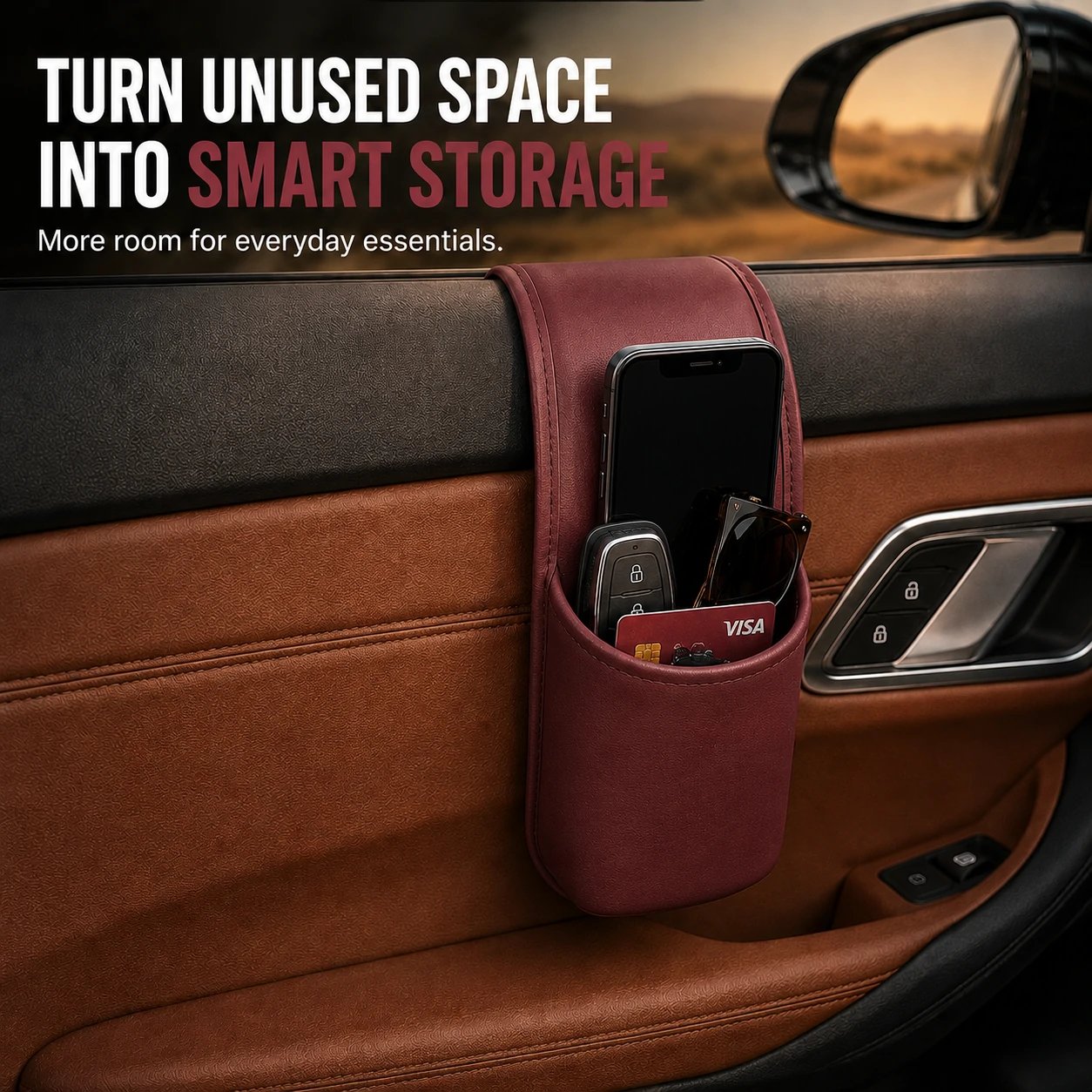 🔥LAST DAY 50% OFF - Leather Car Door Storage Pocket🚗
