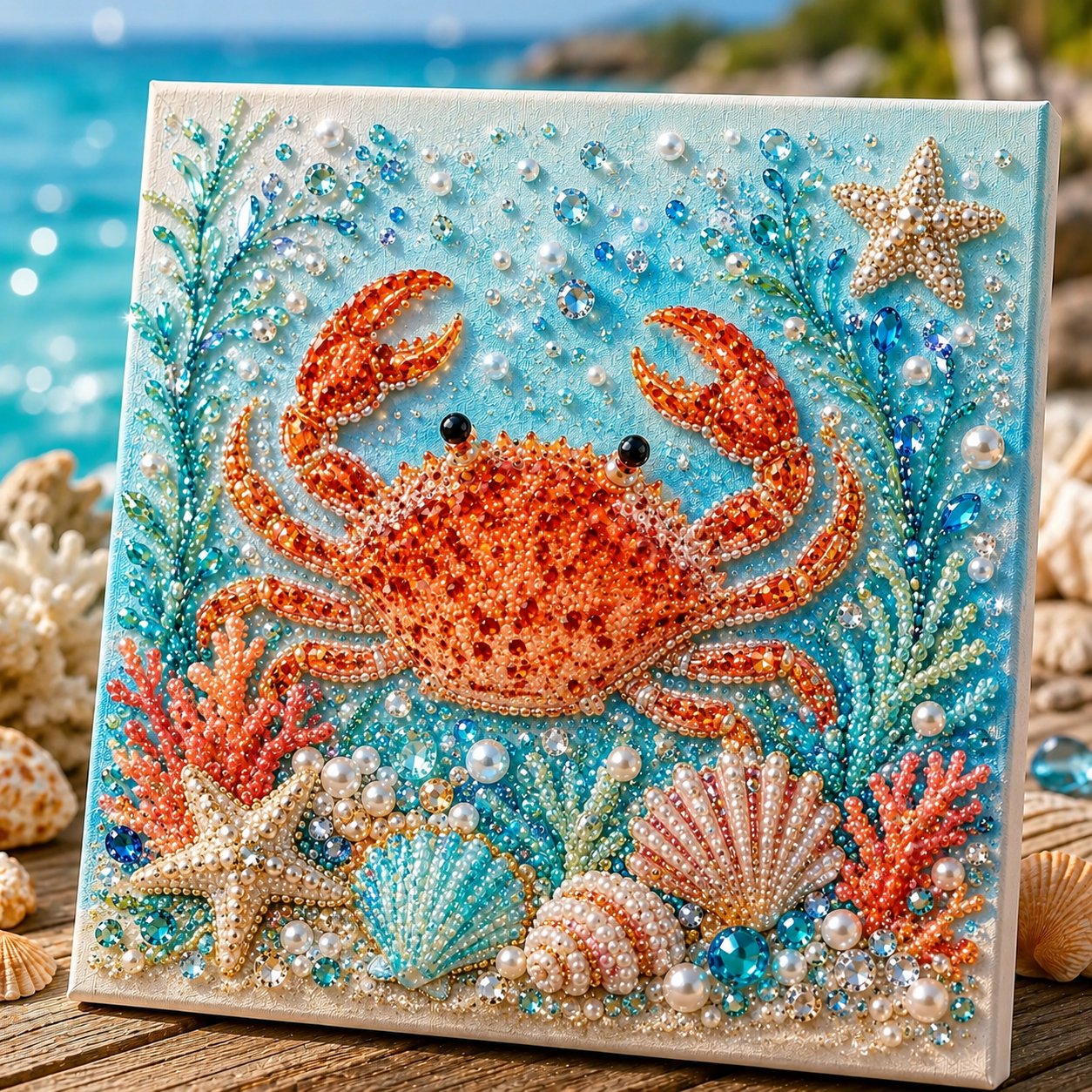 🎁Last Day 50% OFF - 🌊✨ Ocean Theme Pearl Art DIY Kit – Relaxing DIY Craft to Create Stunning Coastal Artwork
