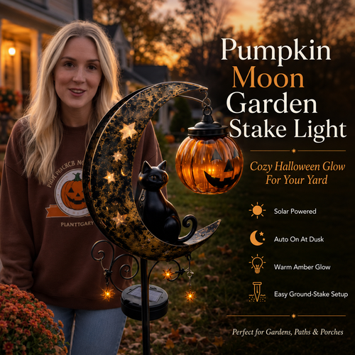 🎃Halloween Early Bird Special Sale 49% OFF-Pumpkin Moon Garden Stake Light-Buy 2 Free shipping