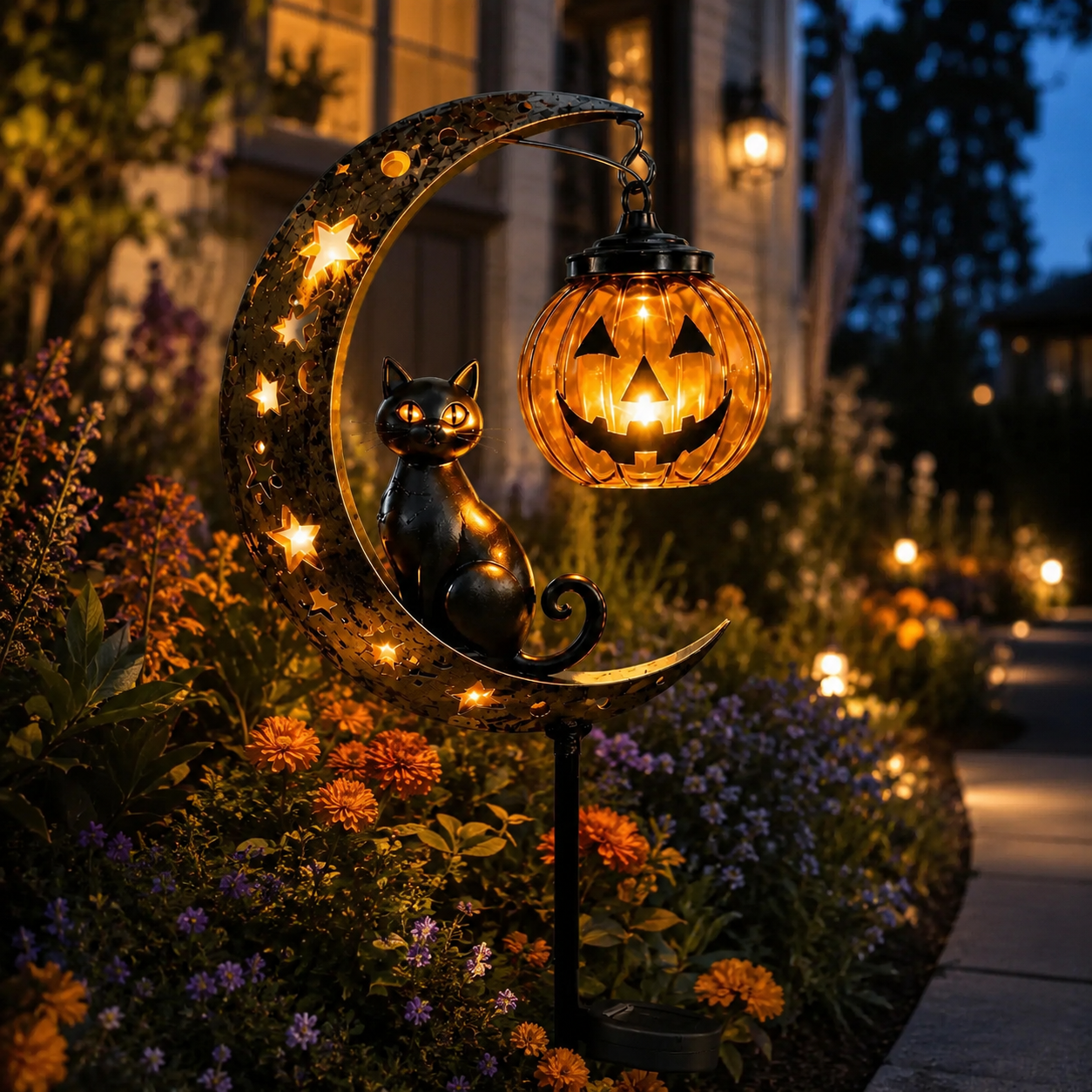 🎃Halloween Early Bird Special Sale 49% OFF-Pumpkin Moon Garden Stake Light-Buy 2 Free shipping