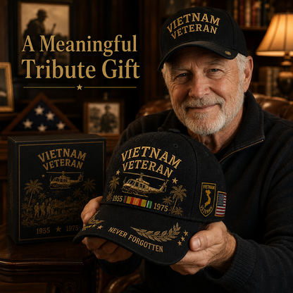🇺🇸🎖️ Vietnam Veteran 1955–1975 Memorial Embroidered Cap