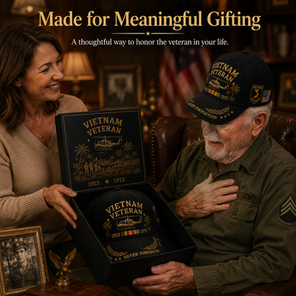 🇺🇸🎖️ Vietnam Veteran 1955–1975 Memorial Embroidered Cap