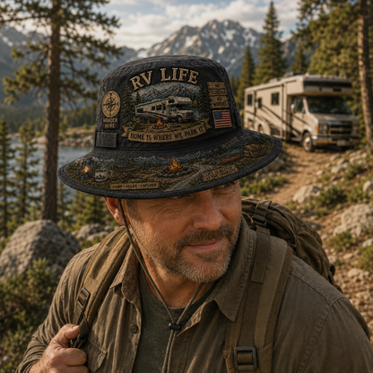 🏕️Vintage RV Life Adventure Boonie Hat – Home Is Where We Park It