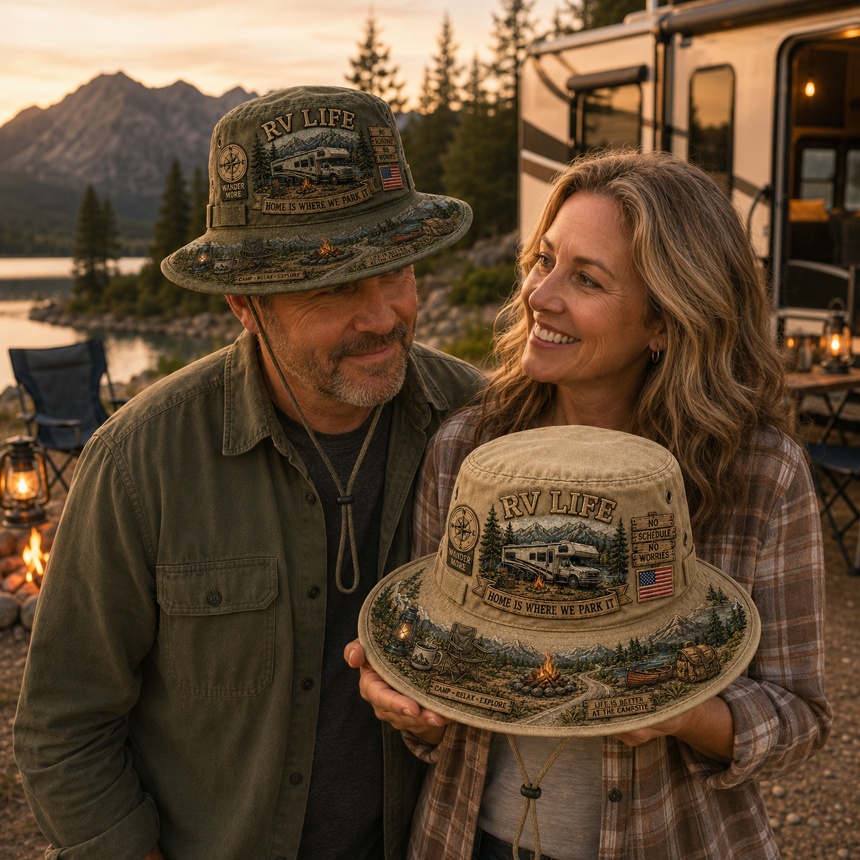 🏕️Vintage RV Life Adventure Boonie Hat – Home Is Where We Park It