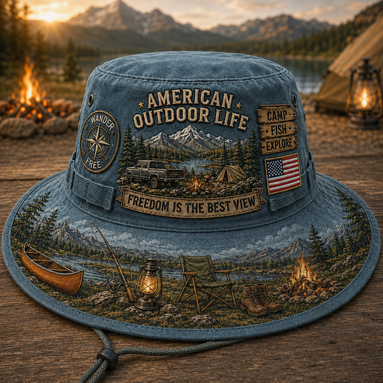 🌄🎣American Outdoor Life Vintage Boonie Hat – Camp, Fish & Explore