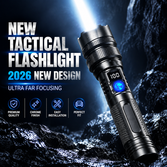 Senvrix™ Pro Tactical Flashlight — Ultra-Bright Zoom LED Flashlight with Built-In Power Bank & Digital Battery Display