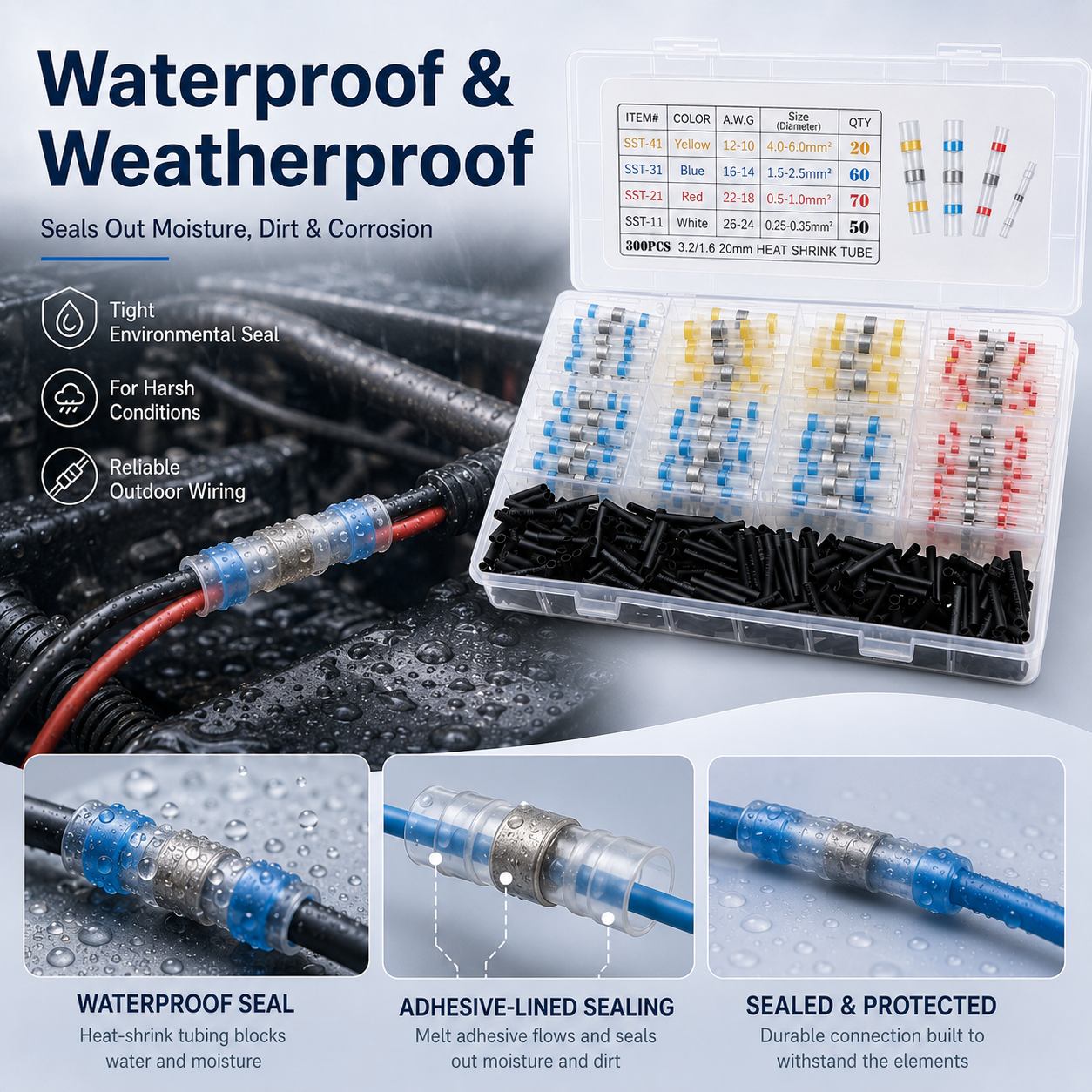 300PCS Haisstronica Solder Seal Wire Connectors