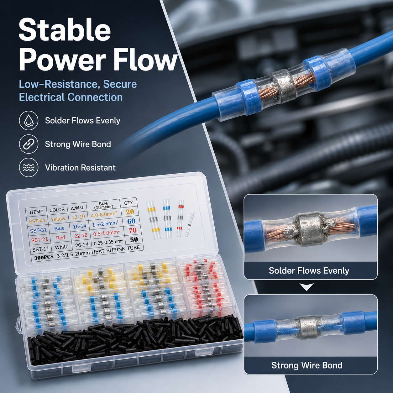 300PCS Haisstronica Solder Seal Wire Connectors