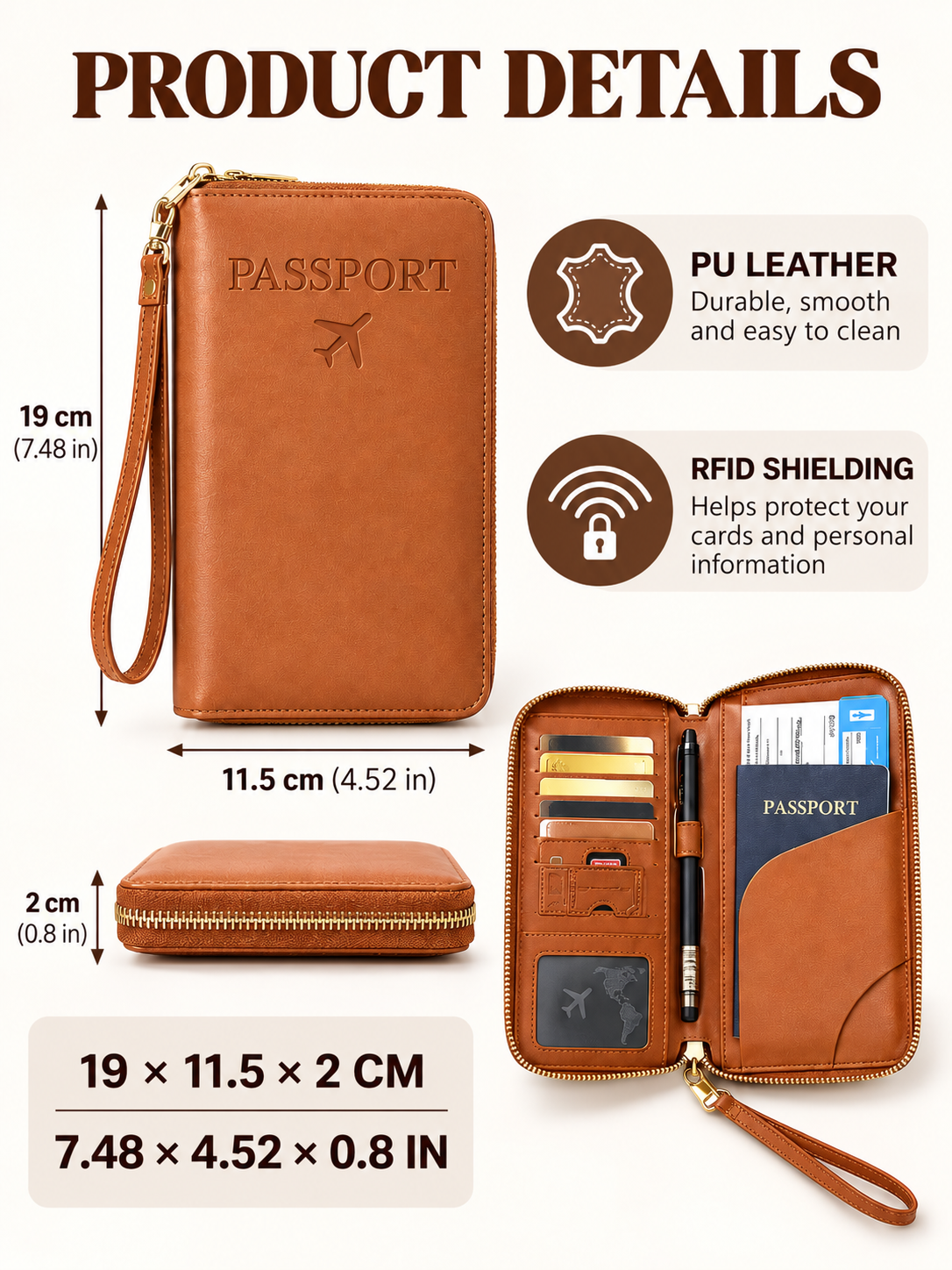 ✈️ Travel Deal – Zipper Passport Organizer 💼 RFID-Blocking Travel Holder for Cards, IDs & Essentials 🔒