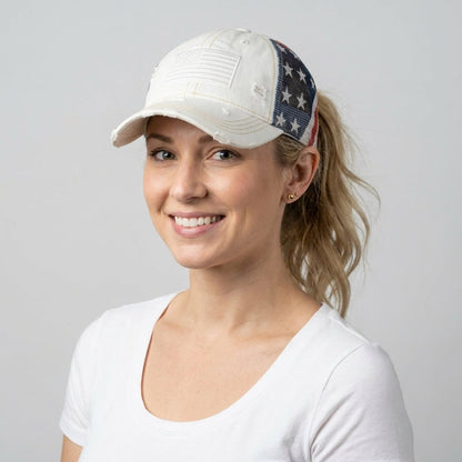 🇺🇸 Last Day Promo: 50% OFF -American Flag Ponytail Embroidered Hat