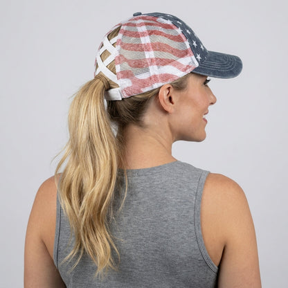🇺🇸 Last Day Promo: 50% OFF -American Flag Ponytail Embroidered Hat
