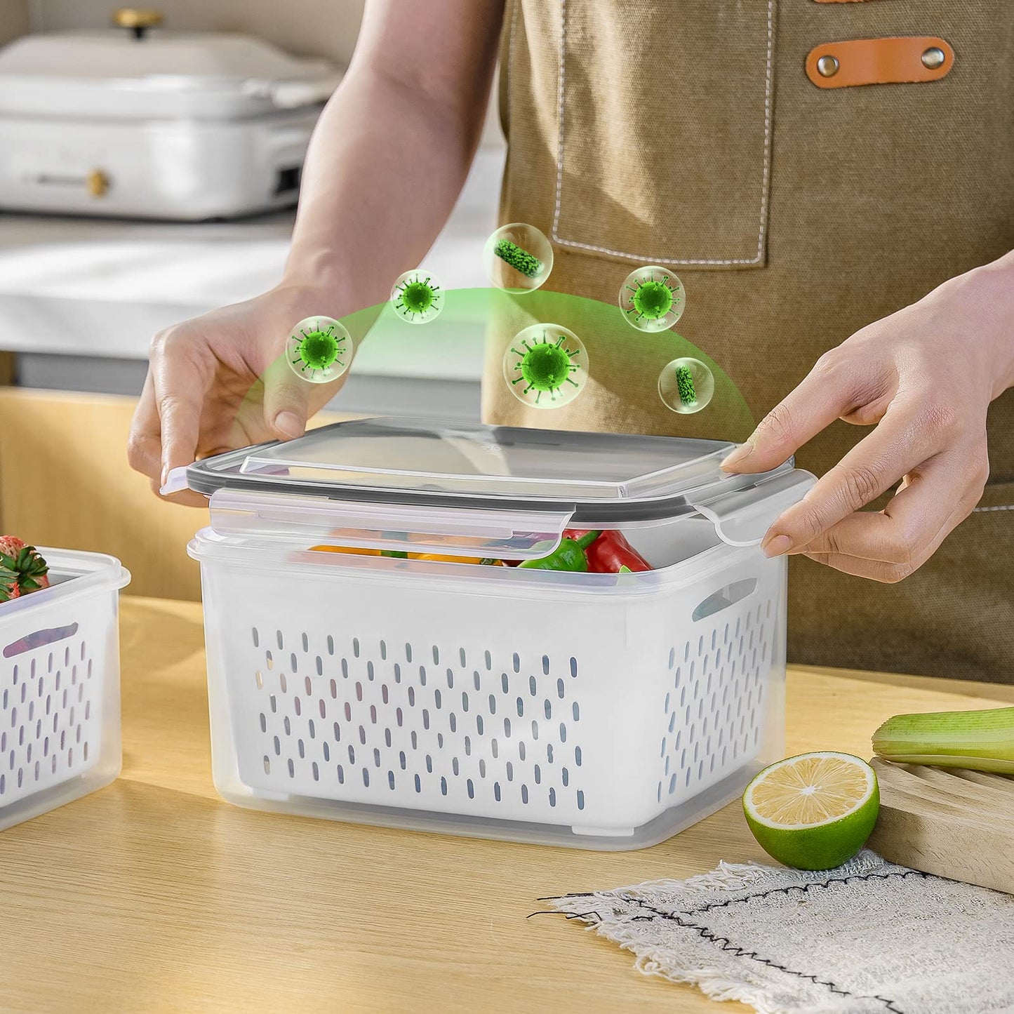 5-Piece Airtight Fruit Storage Container Set for Fridge