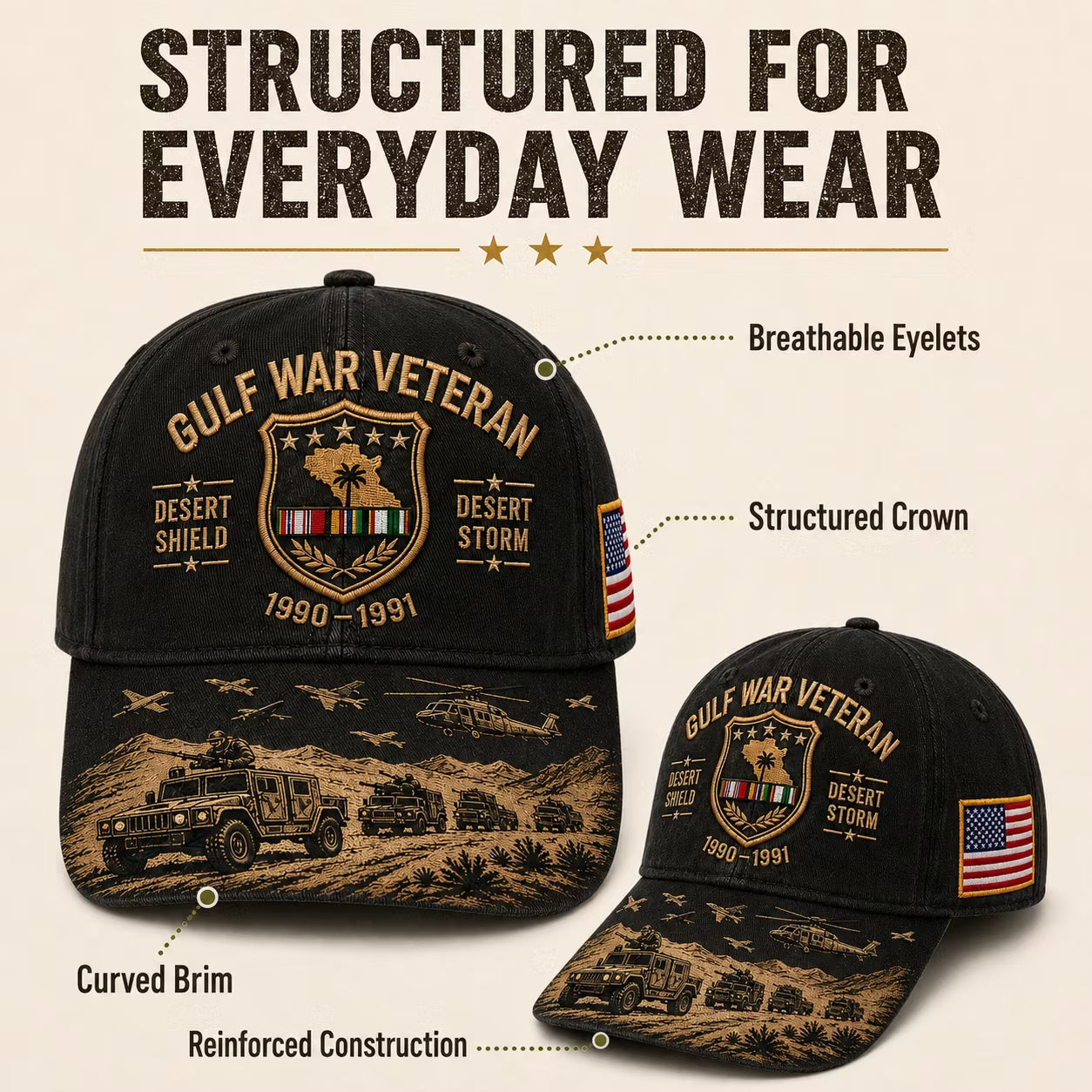 🇺🇸Gulf War Veteran Desert Shield & Desert Storm Commemorative Cap