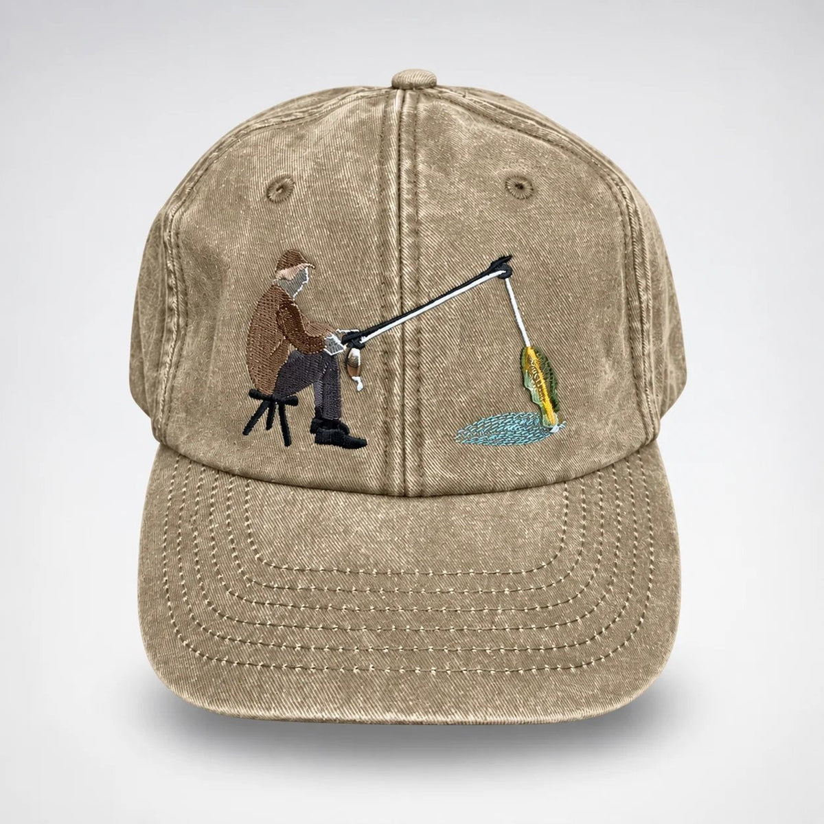 🔥 Last Day 50% OFF-🎣🧢 Catch of the Day Interactive Fishing Cap – Vintage Washed Moving Fish Hat