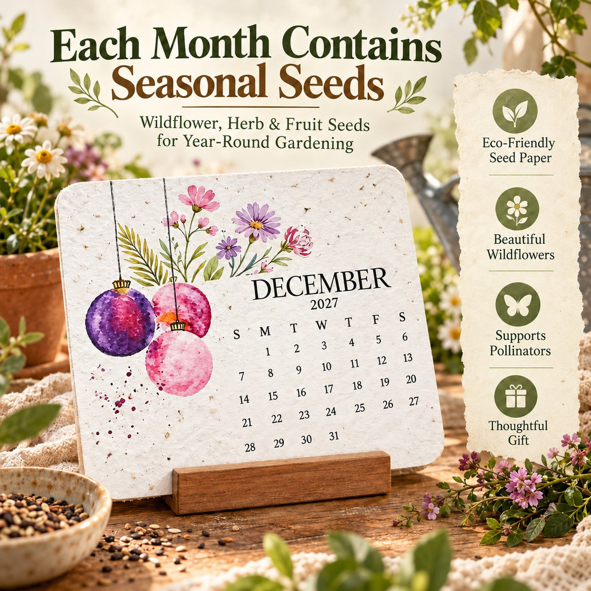 ✨🏆Early Holiday Sale 50% OFF🌱Eco-Friendly Plantable “Timeless” Seed Calendar 2027