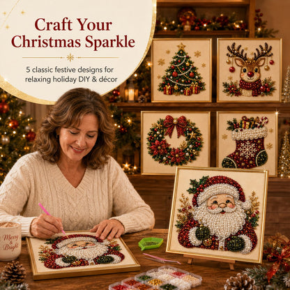 🧘Relaxing & Beginner-Friendly-💎DIY Christmas 3D Pearl Diamond Painting Art Kit With Frame(❤️Same as the Vedio)