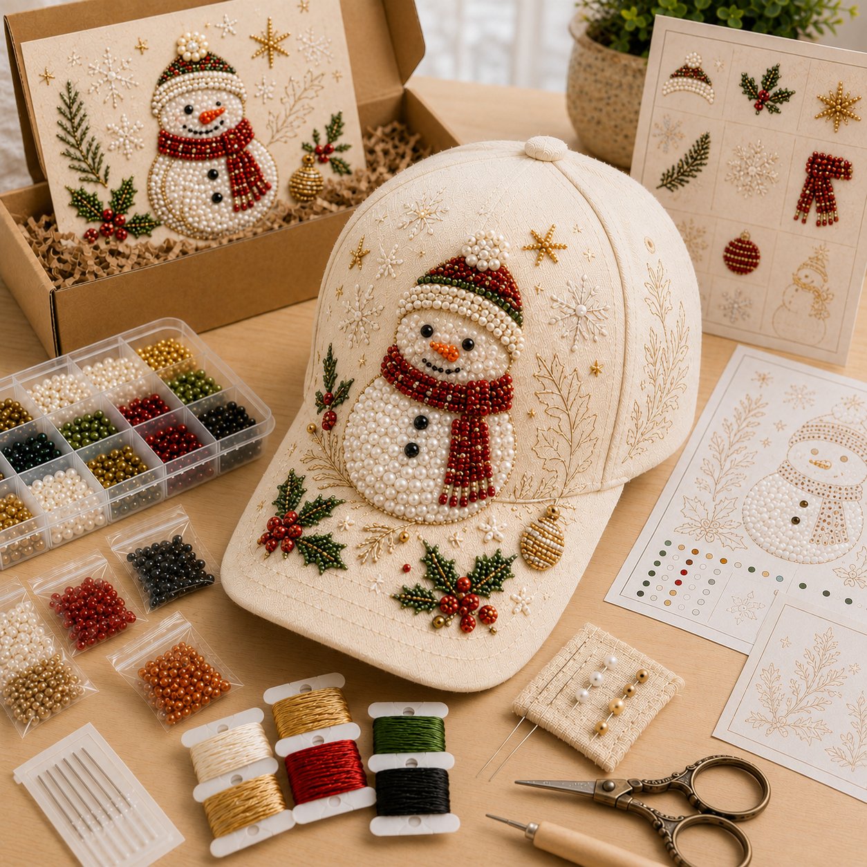 🔥LAST DAY 50% OFF - 🎅🎁 Premium Christmas Beaded Hat DIY Kit🪡✨