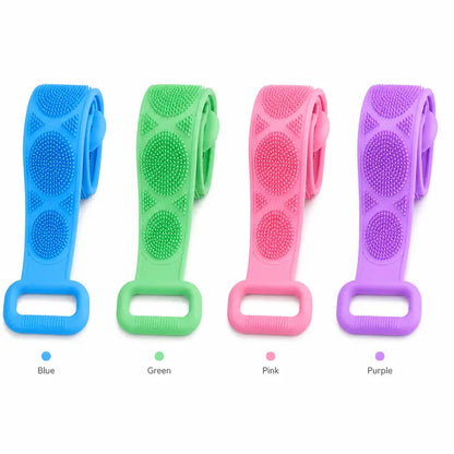 Silicone Bath Brush, Double-Sided Exfoliating Back Scrubber with Mesh Sponge