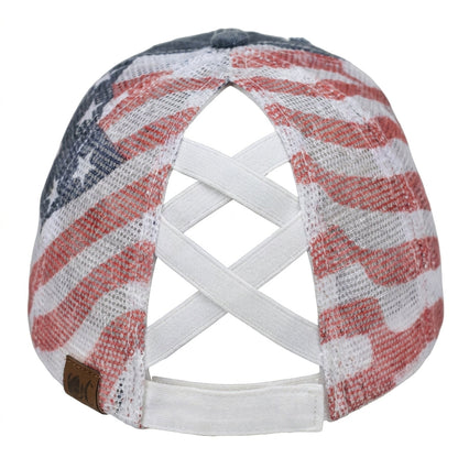 🇺🇸 Last Day Promo: 50% OFF -American Flag Ponytail Embroidered Hat