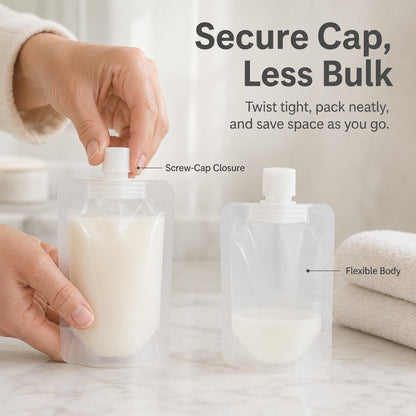 Reusable 50ml Travel Liquid Pouch with Clear Labels