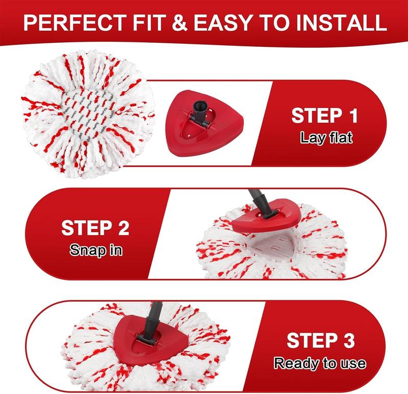 Upgraded 2-in-1 SpinMop Refill Built-in ScrubPads for Stuck-on DeepCleaning