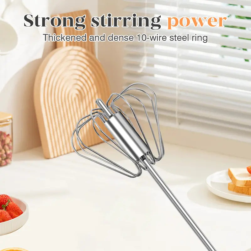 Semi-Automatic Stainless Steel Push Rotary Whisk Set