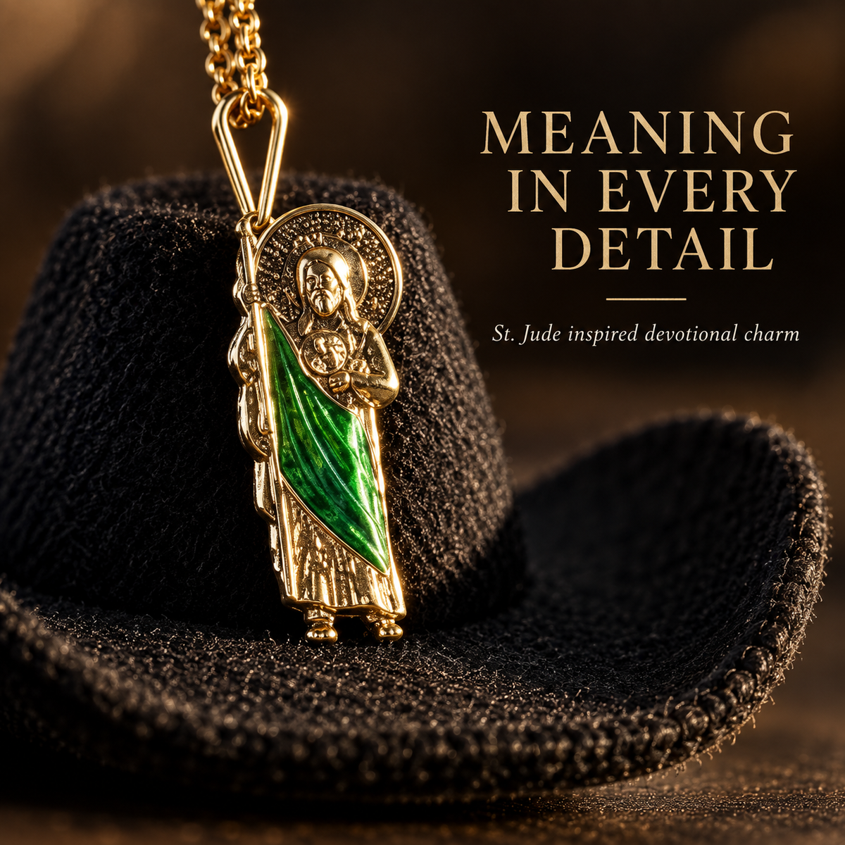 St. Jude Car Blessing Charm – Handmade Protection Ornament with Black Sombrero | Car Trinket & Decoration Gift