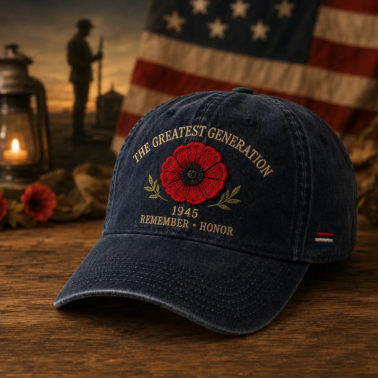 🎁 The Greatest Generation 1945 Memorial Poppy Cap – Remember & Honor