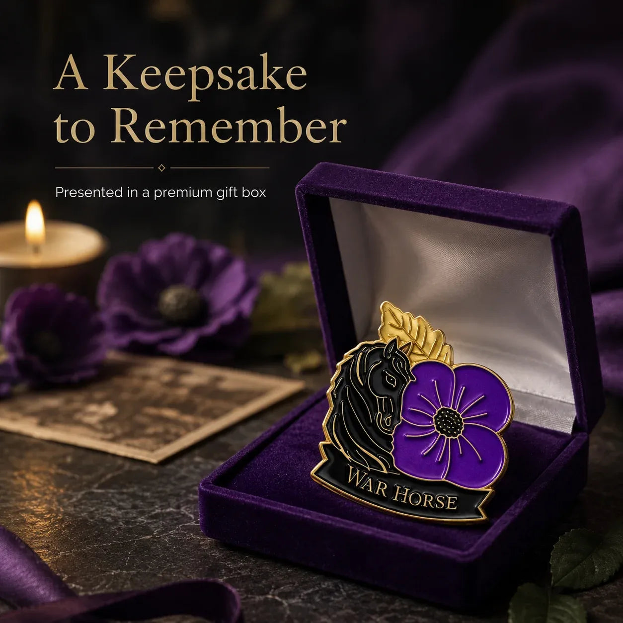 🐴 111th Anniversary War Horse Purple Poppy Remembrance Brooch