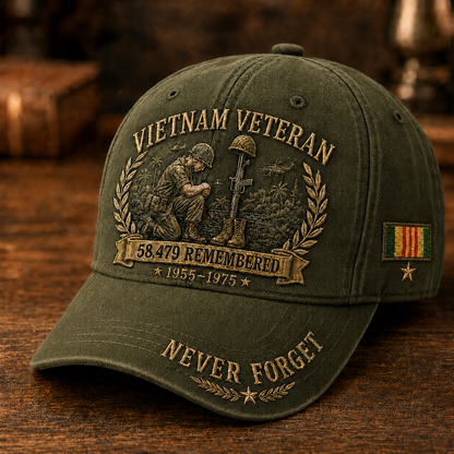 Vietnam Veteran 58,479 Remembered Cap 🎁 Free Double-Sided Honor Coin With Every Cap Purchase
