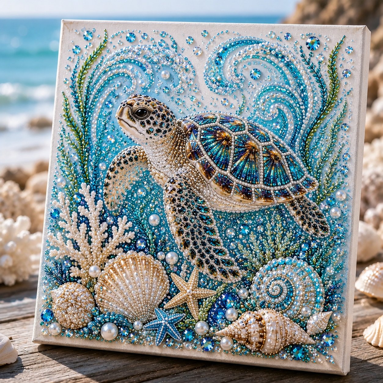 🎁Last Day 50% OFF - 🌊✨ Ocean Theme Pearl Art DIY Kit – Relaxing DIY Craft to Create Stunning Coastal Artwork