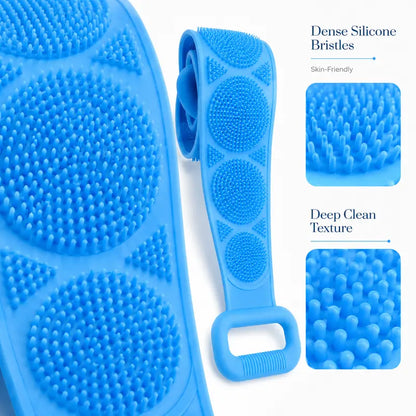 Silicone Bath Brush, Double-Sided Exfoliating Back Scrubber with Mesh Sponge