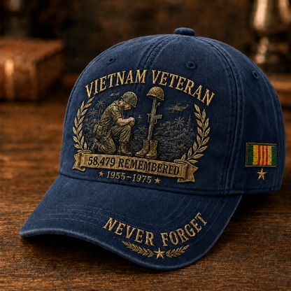 Vietnam Veteran 58,479 Remembered Cap 🎁 Free Double-Sided Honor Coin With Every Cap Purchase