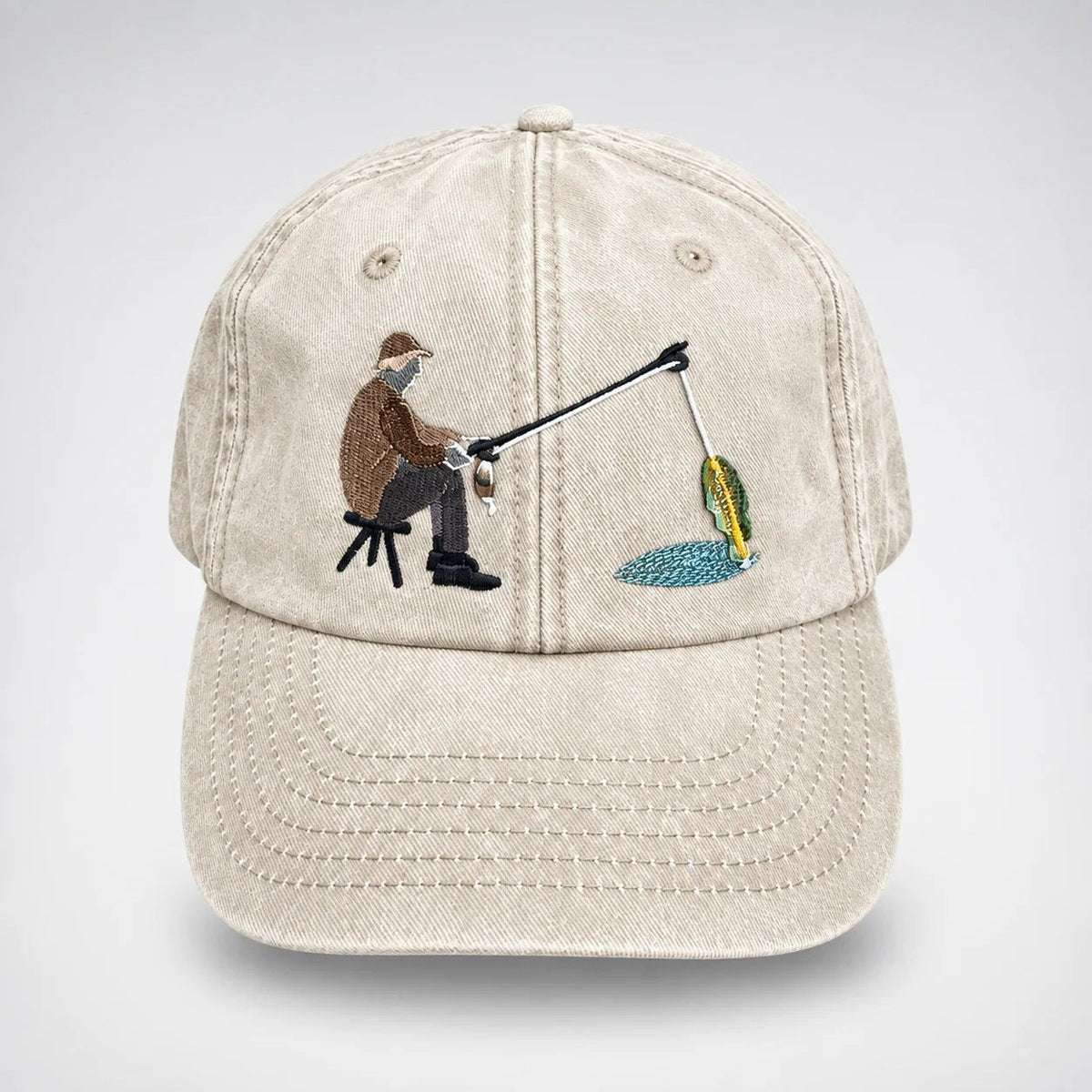 🔥 Last Day 50% OFF-🎣🧢 Catch of the Day Interactive Fishing Cap – Vintage Washed Moving Fish Hat