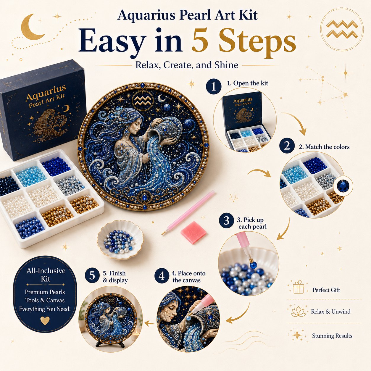 🔥Last Day 50% OFF - 12 Zodiac Signs Pearl Art Kit ♈🌙