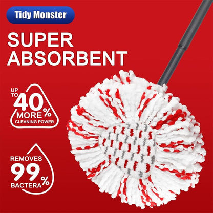 Upgraded 2-in-1 SpinMop Refill Built-in ScrubPads for Stuck-on DeepCleaning