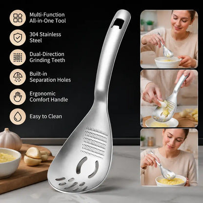 304 Stainless Steel Multifunctional Kitchen Spoon - Egg White Separator Ginger Garlic Grater Mud Masher