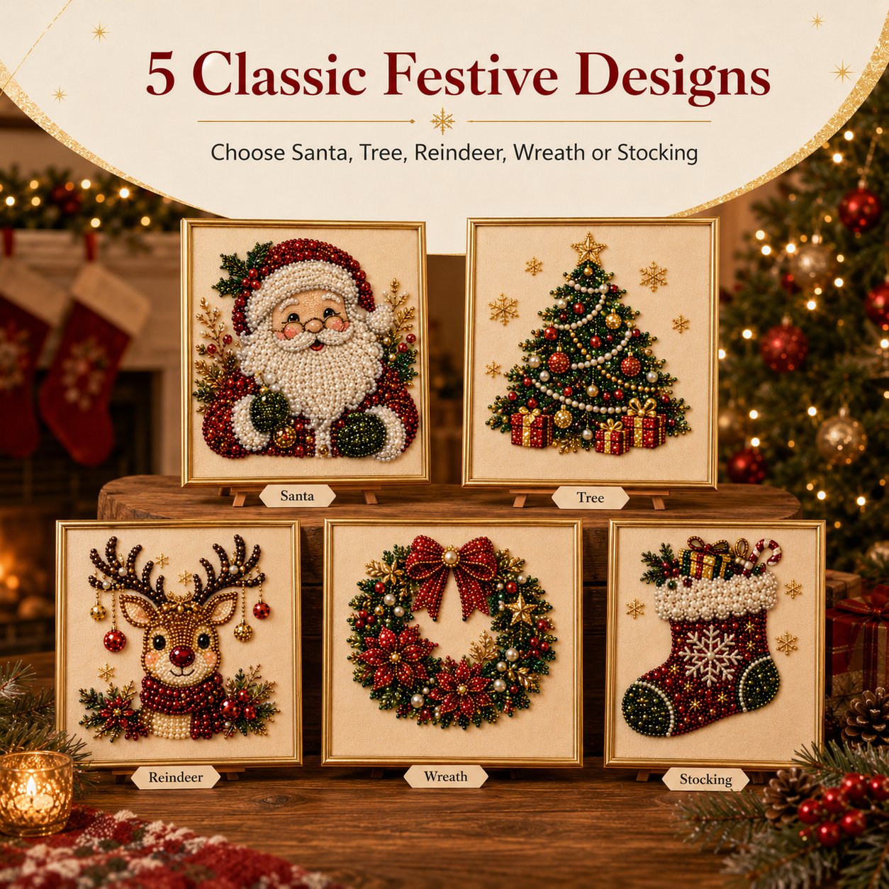 🧘Relaxing & Beginner-Friendly-💎DIY Christmas 3D Pearl Diamond Painting Art Kit With Frame(❤️Same as the Vedio)