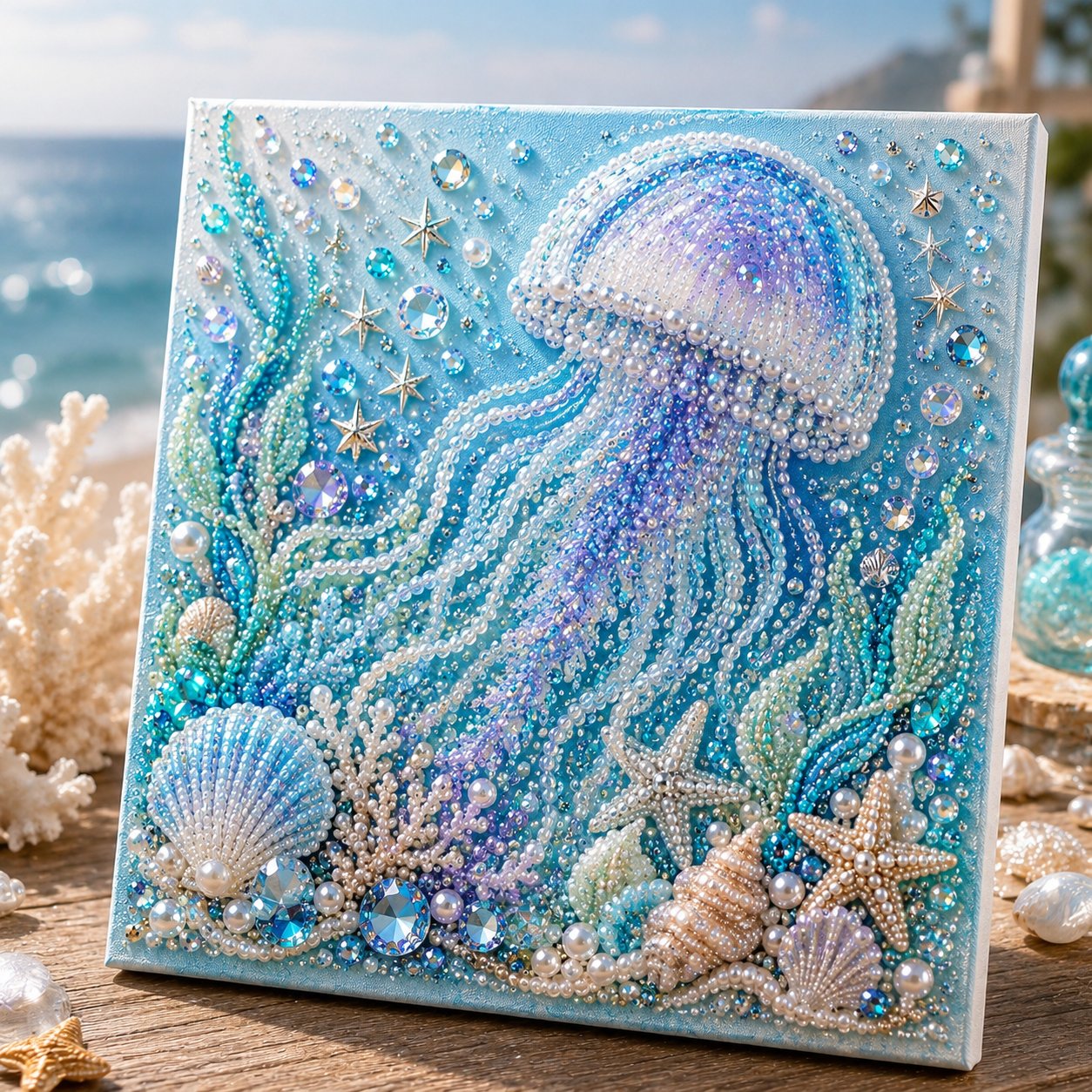 🎁Last Day 50% OFF - 🌊✨ Ocean Theme Pearl Art DIY Kit – Relaxing DIY Craft to Create Stunning Coastal Artwork
