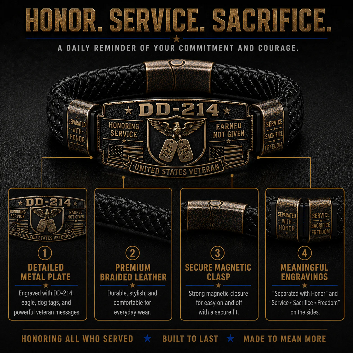 🎖️DD-214 Veteran Honor Bracelet - Handmade By VETERAN