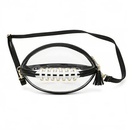 🏈 Clear Football-Shaped Crossbody Bag – Game-Day Style Meets Everyday Convenience ✨